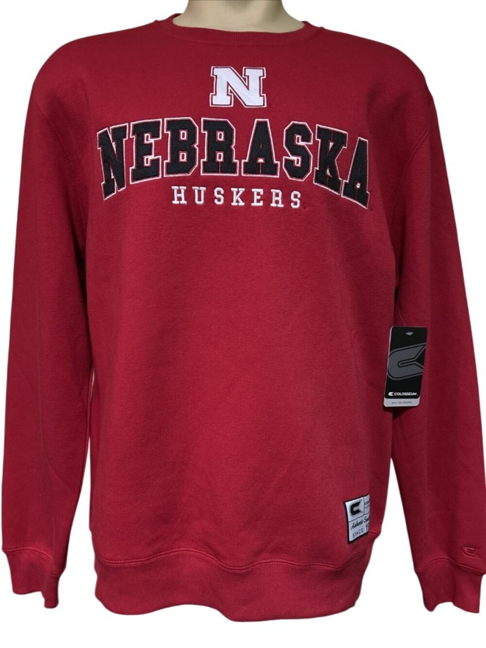 Nebraska Huskers Stitched Crew Neck Sweatshirt Men's Colosseum Scarlet Large New